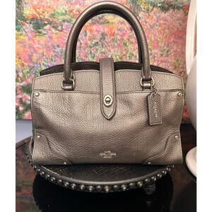 Coach Metallic Pewter Leather Satchel